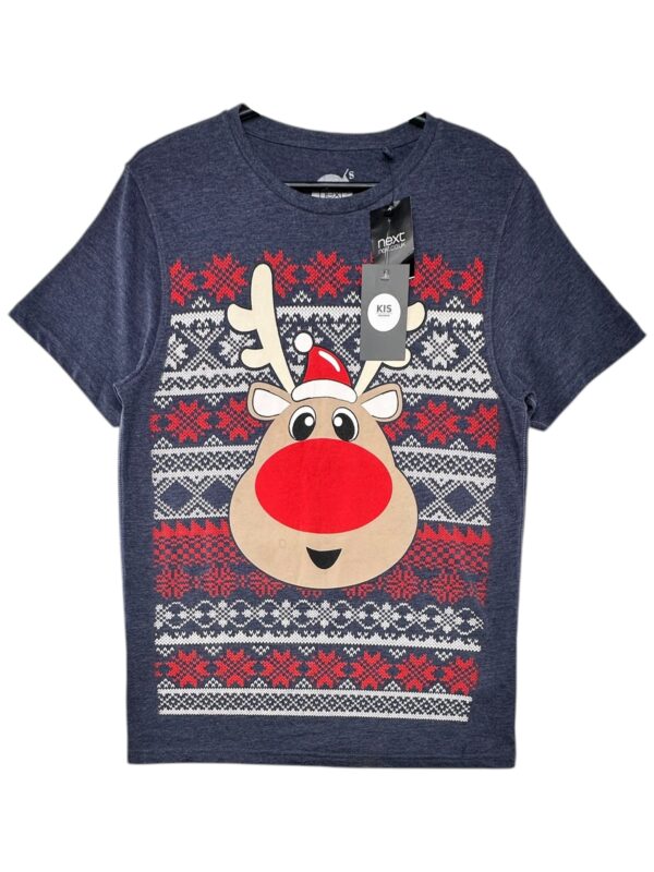 NEXT Koszulka Męska Niebieska Świąteczna S