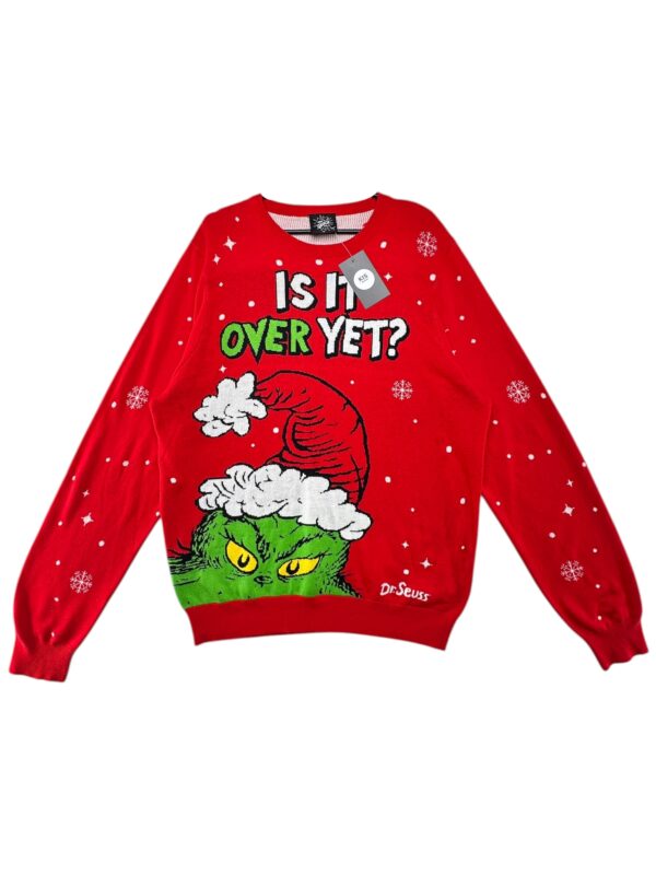 F&F Sweter Męski Czerwony Grinch L
