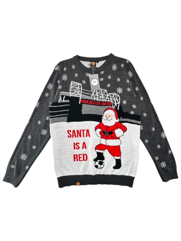 MENCHESTER UNITED Sweter Męski Szary Świąteczny M