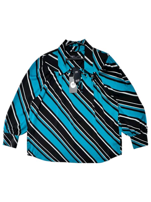 M&S Bluzka Damska Niebieska Paski 3XL