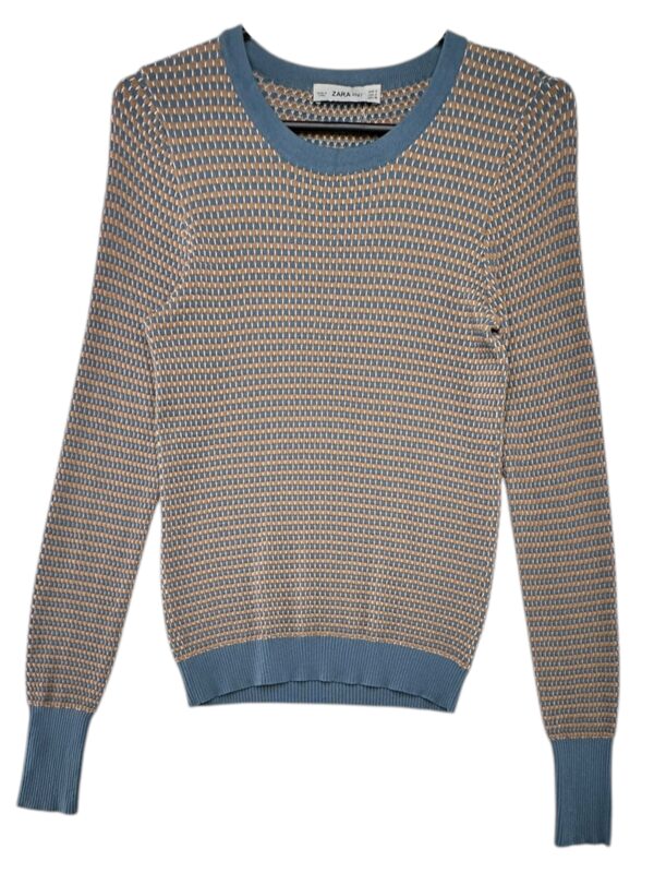 ZARA KNIT Sweter Damski Niebieski S