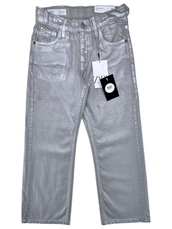 ZARA Jeansy Dziecięce Srebrne 140