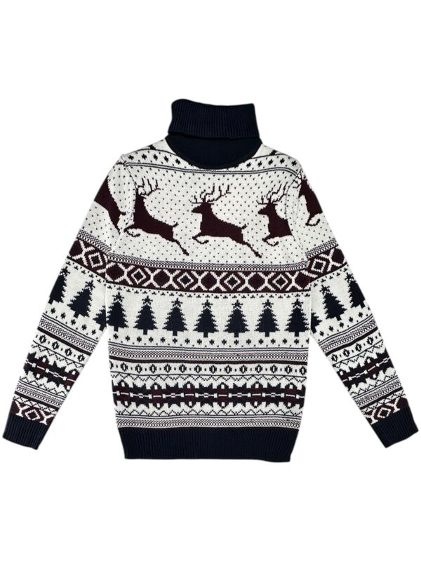 BRAVE SOUL Sweter Męski Biały Norweski XS