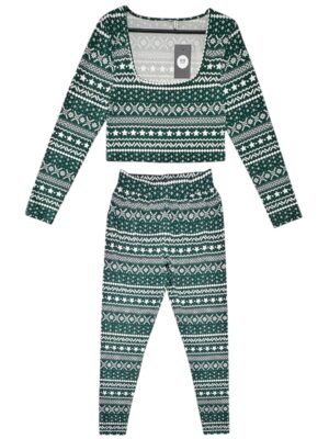 ASOS Komplet Piżama Damska Zielona Norweski L