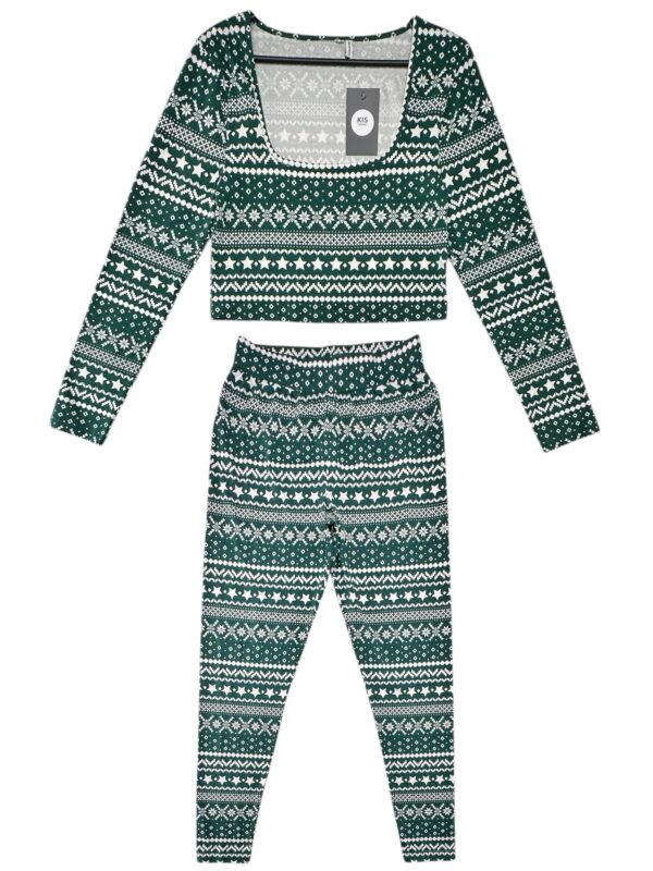 ASOS Komplet Piżama Damska Zielona Norweski L