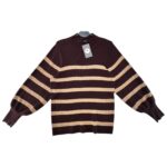 F&F Sweter Damski Brązowy Paski 3XL - zdjęcie 1