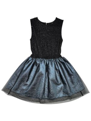 GEORGE Sukienka Dziecięca Srebrna Brokatowa 134