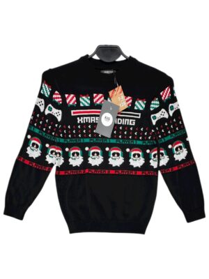 PRIMARK Sweter Dziecięcy Czarny Świąteczny 128