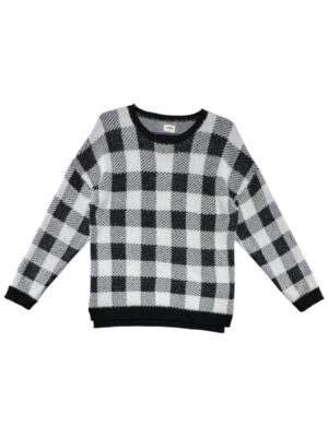 F&F Sweter Dziecięcy Czarno-Biały Kratka 158