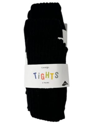 GEORGE 3-Pack Rajstopy Dziecięce Czarne 122