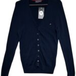 INSPIROWANA TOMMY HILFIGER Sweter Kardigan Damski Granatowy - zdjęcie 1