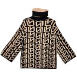 BY CLARA PARIS Sweter Damski Czarny Geometryczny L - zdjęcie 2