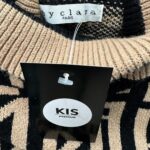 BY CLARA PARIS Sweter Damski Czarny Geometryczny L - zdjęcie 3