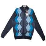 INSPIROWANA PIERE CARDIN PARIS Sweter Męski Niebieski Argyle - zdjęcie 1