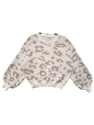 Sweter Damski Beżowy Wzór Zwierzęcy S