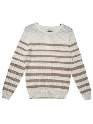 PAPAYA Sweter Damski Beżowy Paski XL