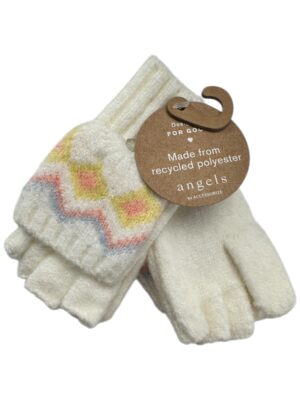 ANGELA BY ACCESSORIZE Rękawiczki Dziecięce Biały Wzór 104