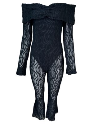 EGO Kombinezon Damski Czarny Koronkowe L