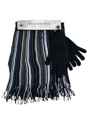 HUDSON Komplet BAY Szal i Rękawiczki Męskie Czarny ONE SIZE