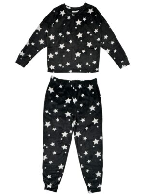 GEORGW Komplet Piżama Damska Czarna Gwiazdy L/XL