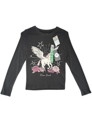 PRIMARK Bluzka Dziecięca Czarna Print 146