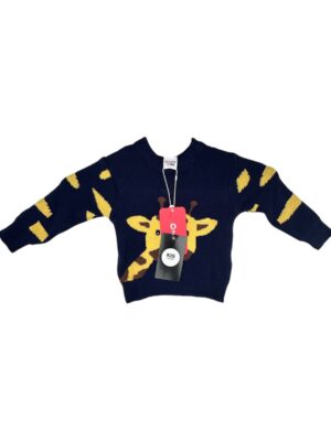 PATPAT Sweter Dziecięcy Granatowy Wzór Zwierzęcy 68