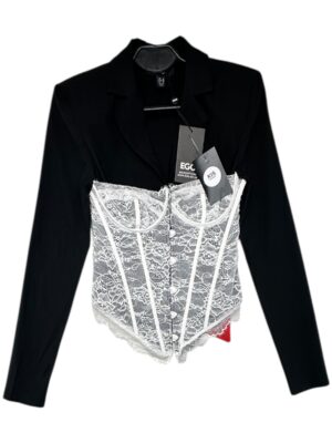 EGO Bluzka Damska Czarna Koronkowa S