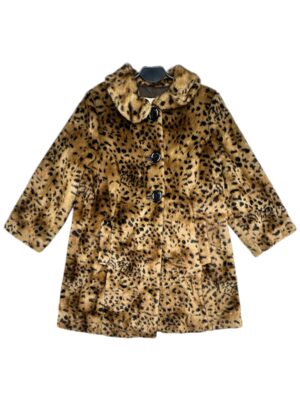 RIVER ISLAND Płaszcz Damski Beżowy Sztuczne futro S