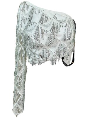 PRETTYLITTLETHING Bluzka Damska Biała Z Cekinami S