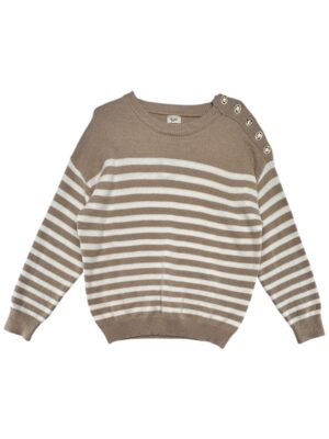 YUNI Sweter Damski Beżowy Paski M/L