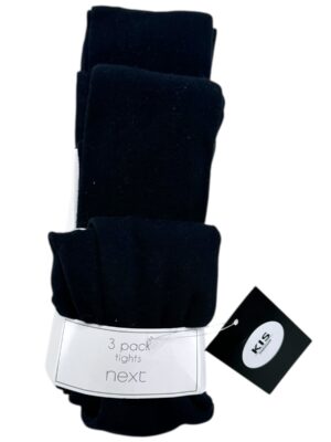 NEXT 3-Pack Rajstopy Dziecięce Czarny Wielopak 128