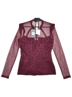 VILA Bluzka Damska Bordowa XS