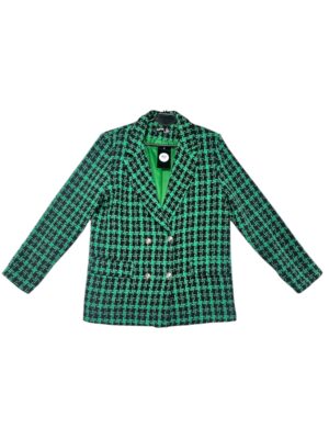 BOOHOO Marynarka Damska Zielona Kratka XL