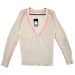 REISS Sweter Damski Beżowy z różowymi akcentami XS Kaszmir - zdjęcie 1