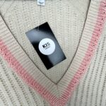 REISS Sweter Damski Beżowy z różowymi akcentami XS Kaszmir - zdjęcie 3