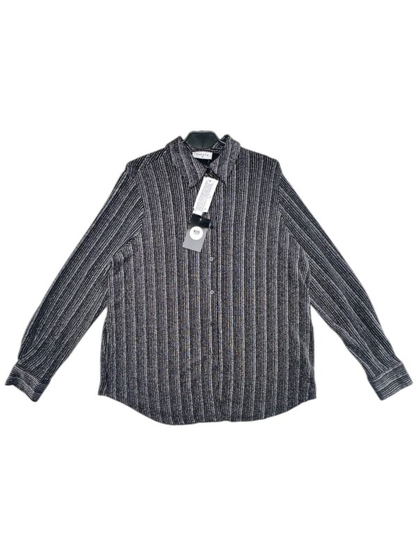 PAPAYA Koszula Damska Czarna Srebrne Paski XXL