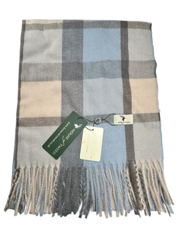 HOUSE OF TWEED Szal Damski Beżowy Niebieski ONE SIZE