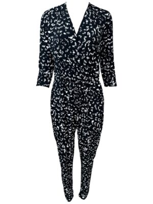 PAPAYA Kombinezon Damski Czarno-Biały XL