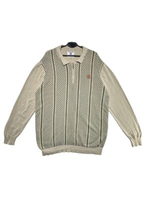 LAMBRETTA Sweter Męski Beżowy Geometryczny XXL