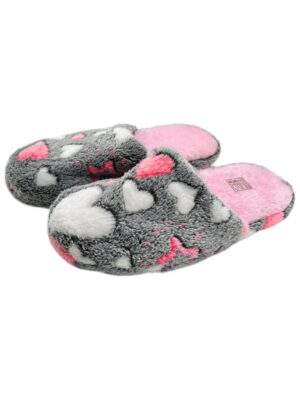 INNA Kapcie Damskie Szare Wzór Serca 36-37