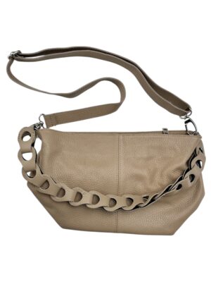 GENUINE LEATHER BORSE IN PELLE Torebka Damska Beżowa Skóra n