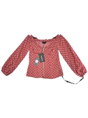 PRETTYLITTLETHING Bluzka Damska Różowa Groszki M