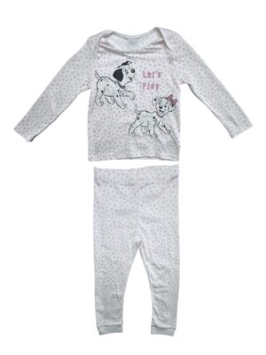 DISNEY Komplet Piżama Dziecięca Biała Groszki 92