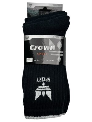 CROWN Skarpety Męskie Czarne 3-Pack 39-45