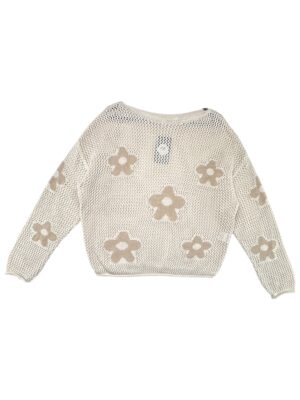 ELVIRO DENIM Sweter Damski Beżowy Kwiaty M