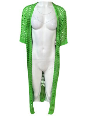 MADE IN ITALY Narzuta Damska Zielona Ażurowa ONE SIZE