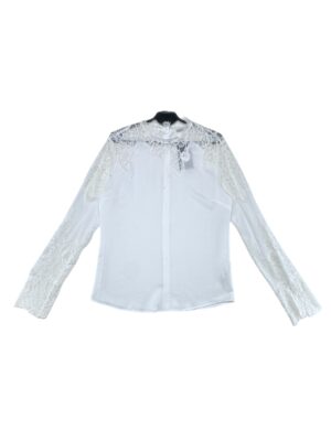 FRACOMINAJENAS Koszula Damska Biała Koronkowe L Jedwab