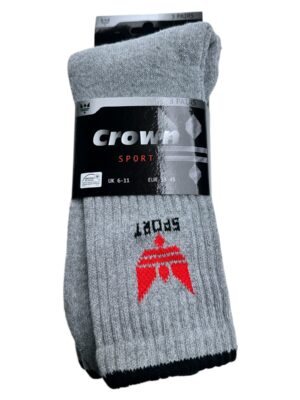 CROWN 3-Pack SPORT Skarpety Męskie Szare Logo 39/45