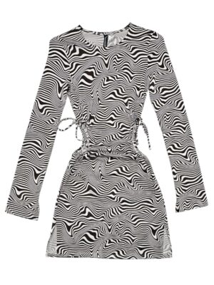 H&M Sukienka Damska Brązowo Biała XS