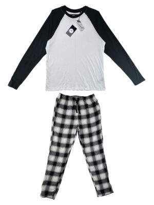 PRIMARK Komplet Piżama Męska Czarna Kratka S